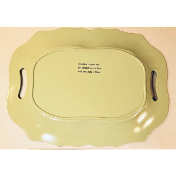 Vintage Inspired Roses Birds Retro Serving Trays Light Green - Picture 3 of 3